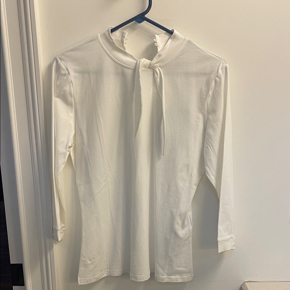 Elegant White Tie-Neck Blouse